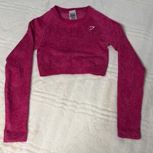 Women's Pink Long Sleeve Crop Top
